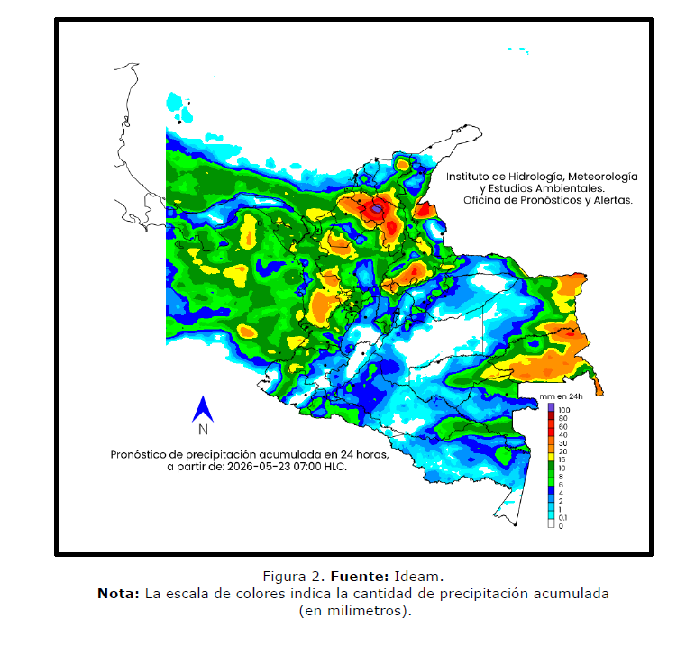 Para este día se espera un aumento significativo de las lluvias en gran parte del territorio nacional.