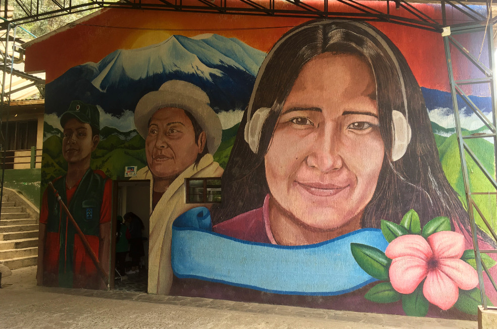 Mural conmemorativo de la periodista Efigenia Vásquez, asesinada cubriendo un operativo de restitución de un terreno.