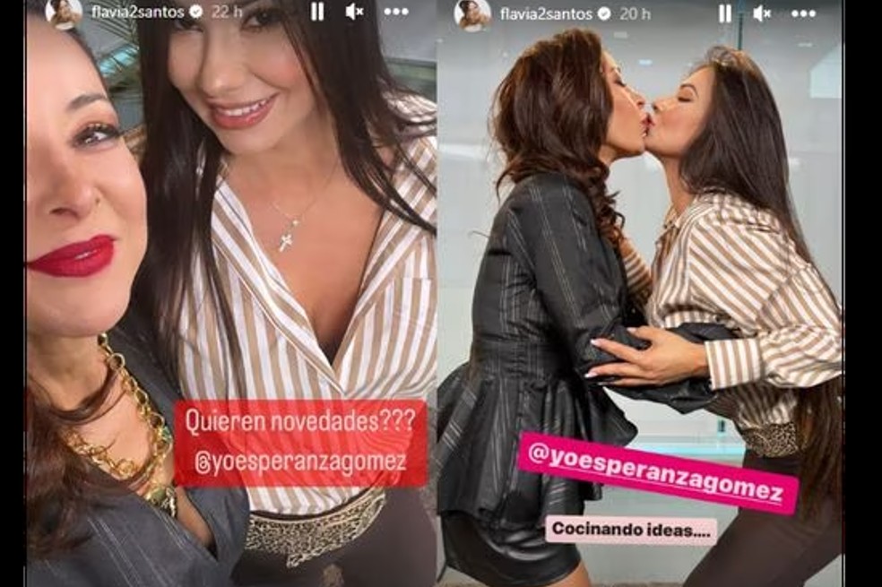 Beso Esperanza Gómez y Flavia Dos Santos