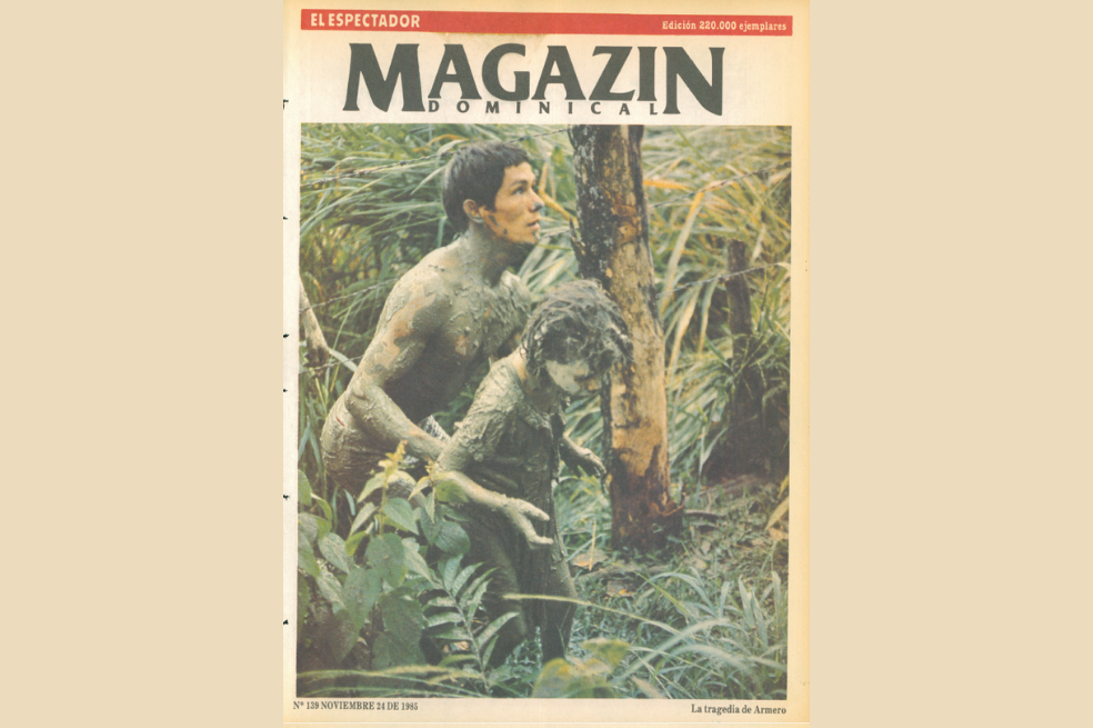 Portada que retrata la emergencia en Armero, un desastre natural, producto de la erupción del volcán Nevado del Ruiz el miércoles 13 de noviembre de 1985.