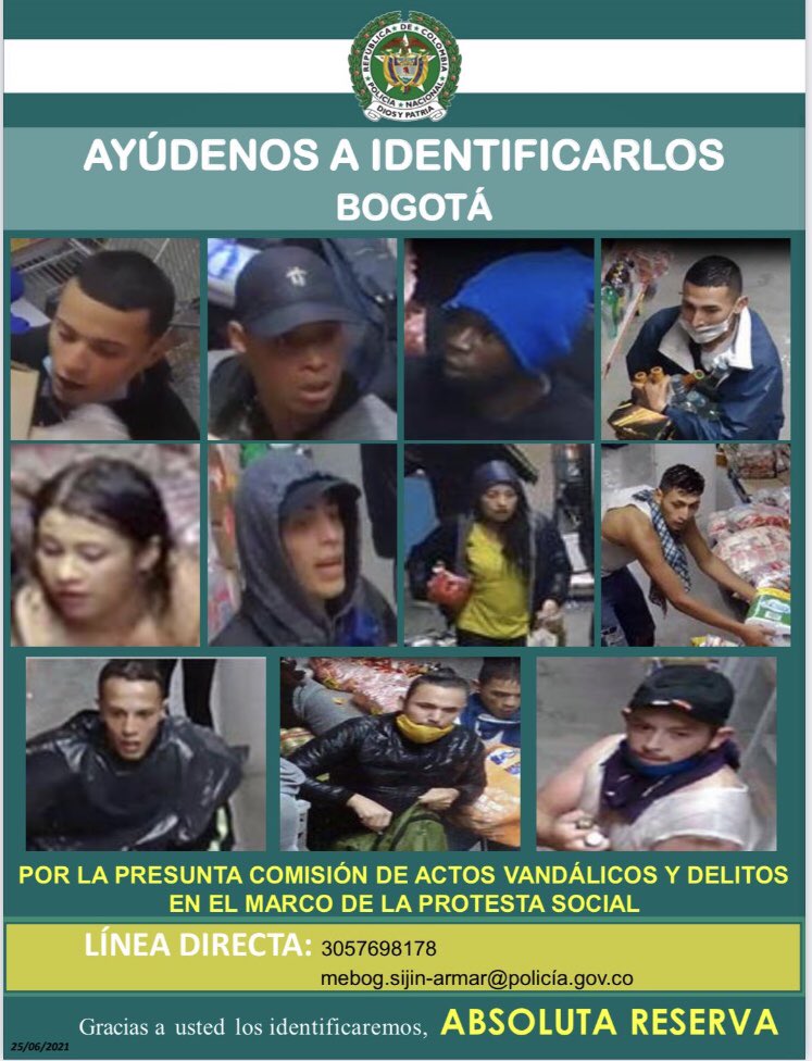 Fotos: Estos son los más buscados por presunto vandalismo en Bogotá