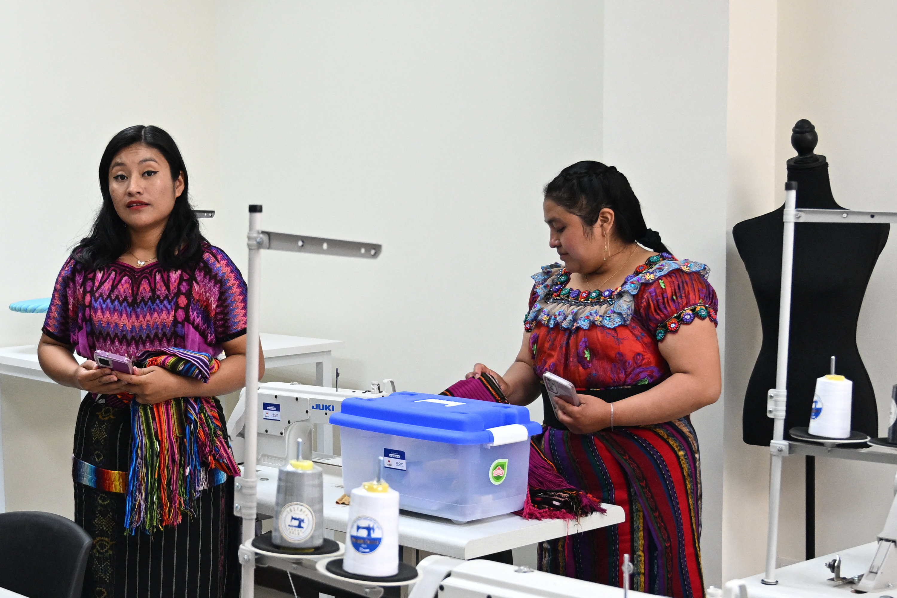 Francisca Lares(L)-30- and Marleny Tino-27- are seen at the Quédate Training Center in Joyabaj, Guatemala on March 19,2025.