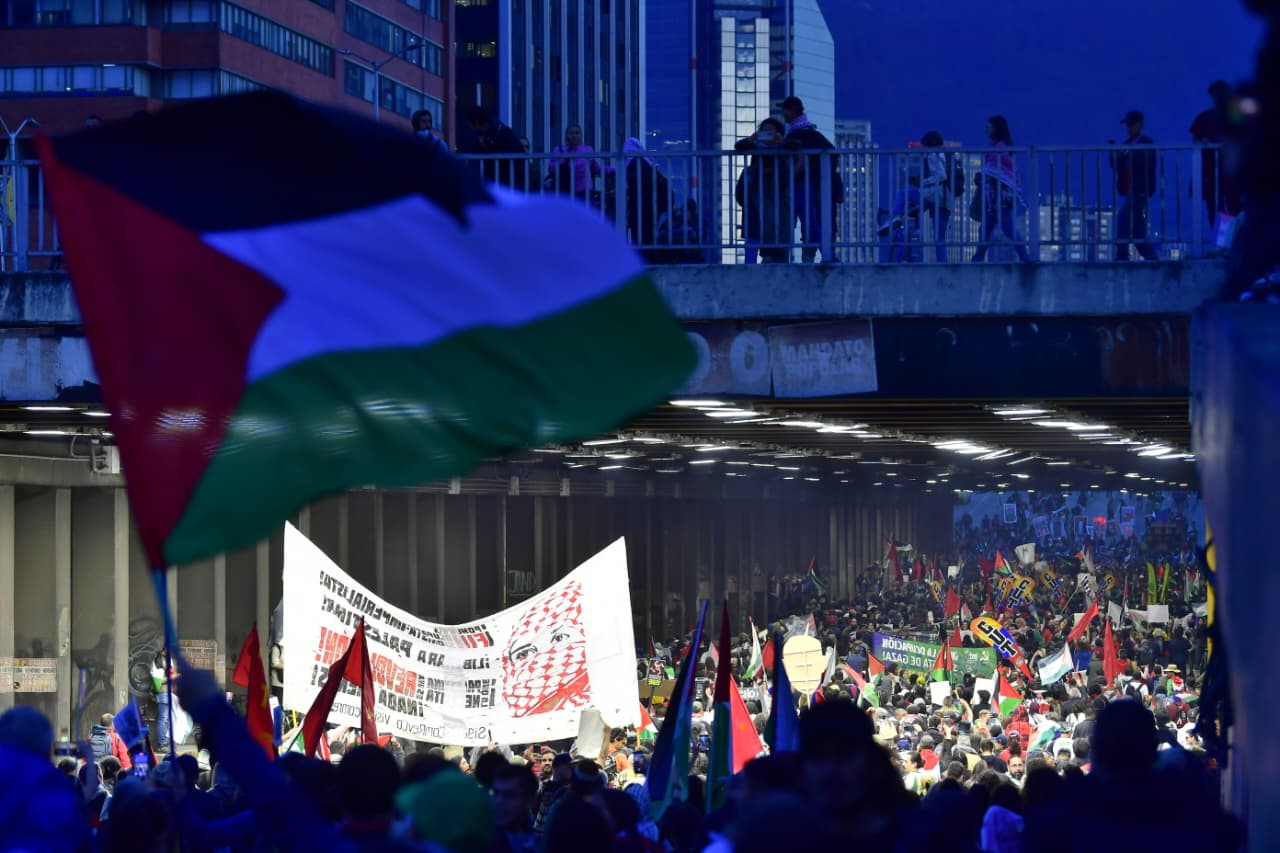 Movilización pro Palestina en Bogotá fue pacífica, salvo pocos disturbios: balance