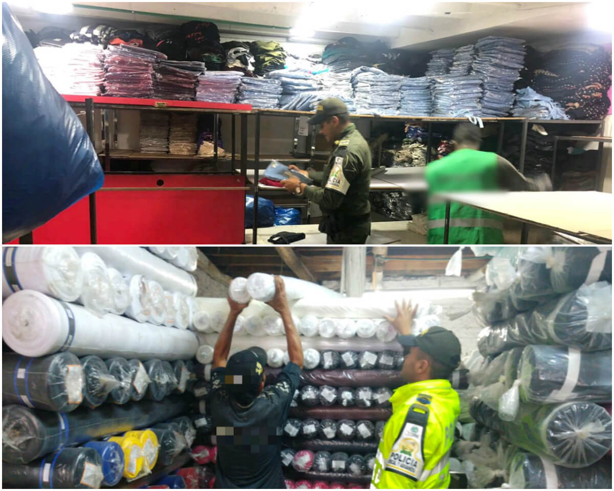 Decomisan 1.200 rollos de tela y 550 edredones en el centro de Bogotá