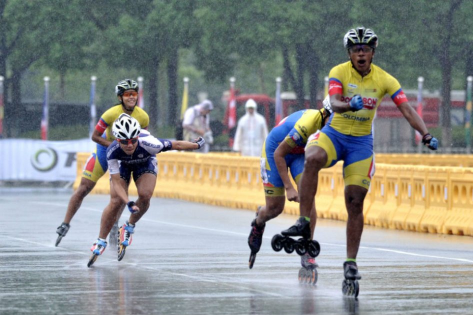 Jercy Puello ganó la medalla de oro que coronó a Colombia campeona del Mundial de Patinaje. Foto: Fedepatín