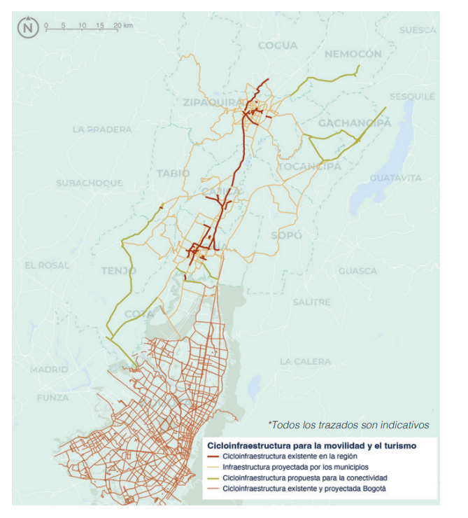 Red de cicloinfraestructura para la movilidad y turismo en Sabana Centro.