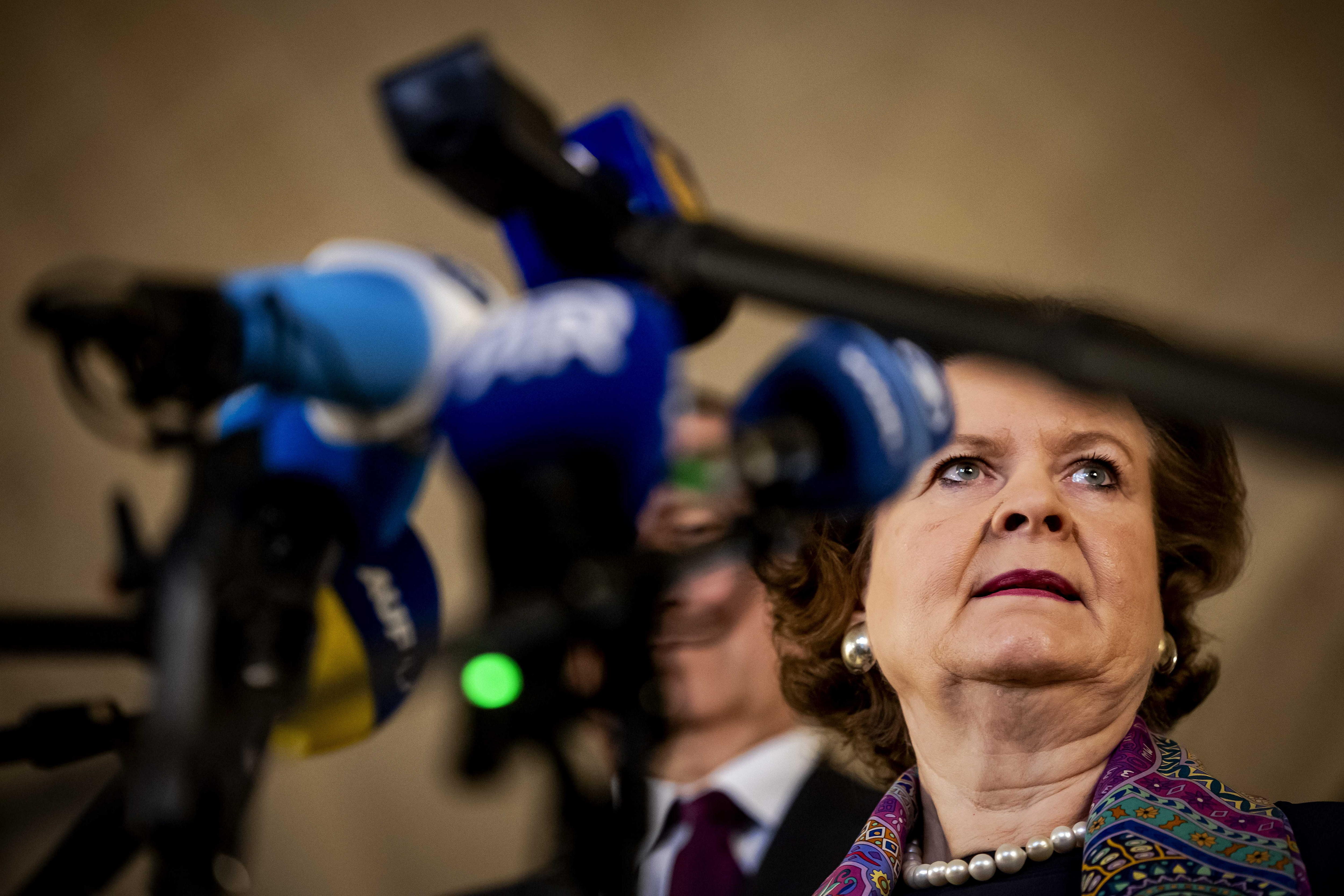 The Hague (Netherlands), 09/04/2024.- Germany's Director General of Legal Affairs Tania von Uslar-Gleichen speaks to the press after the second day of the hearing at the International Court of Justice (ICJ), in the case brought by Nicaragua against Germany about the financial and military aid that the European country provides to Israel and the elimination of subsidies to the aid organization UNRWA, in The Hague, The Netherlands, 09 April 2024. According to Nicaragua, Germany is violating the 1948 Genocide Convention and the 1949 Geneva Conventions on the laws of war in the occupied Palestinian territories. (Alemania, Países Bajos; Holanda, Ginebra, La Haya) EFE/EPA/ROBIN VAN LONKHUIJSEN