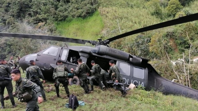 En Ituango, helicóptero de la Policía perdió la estabilidad y cayó