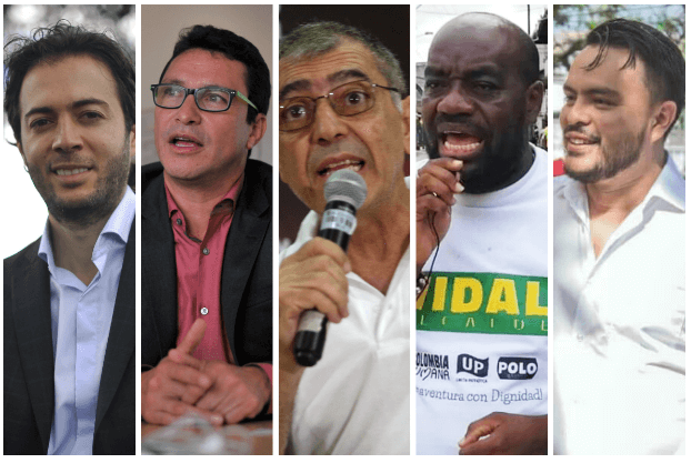 Los alternativos electos deberán enarbolar las banderas de una política diferente. Tendrán encima los ojos de una ciudadanía que ha demostrado estar hastiada de promesas incumplidas. De izquierda a derecha: Daniel Quintero, Carlos Caicedo, William Dau, Víctor Vidal y Felipe Harman. 