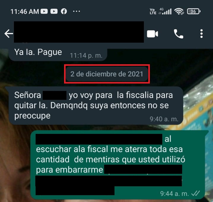 Conversación por WhatsApp 1.