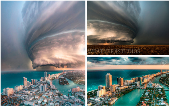 Una foto que circuló en redes asociada al paso del huracán Dorian sobre la Florida.