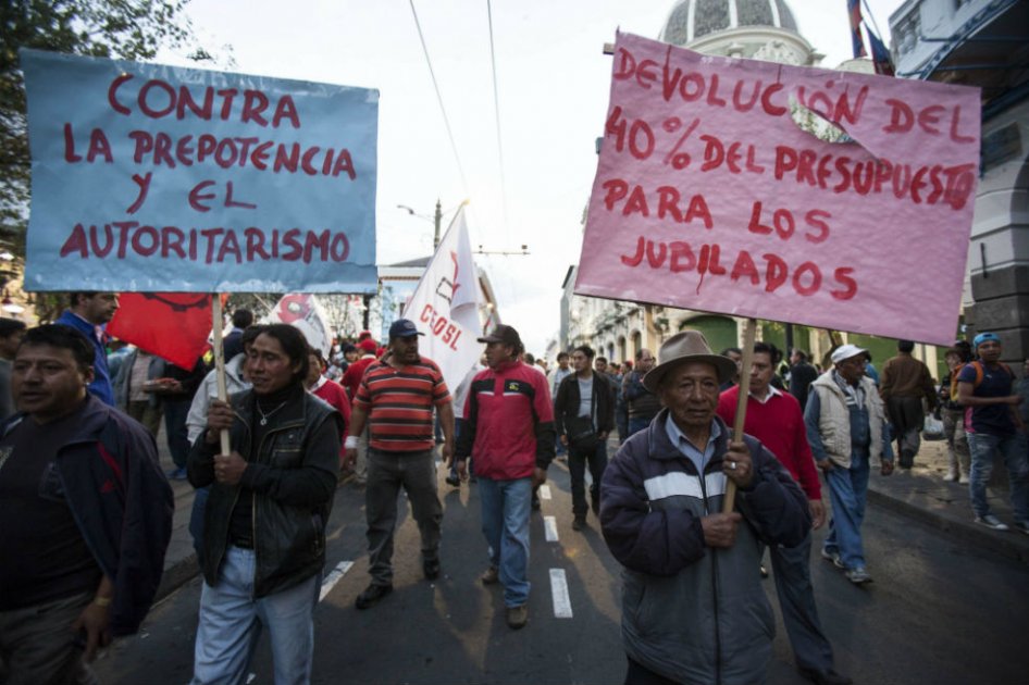 Organizaciones sociales y sindicales protestan en Ecuador contra el Gobierno