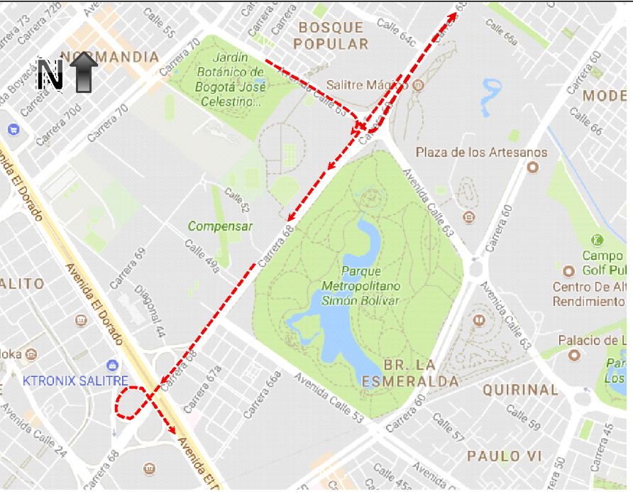 Desvío en sentido Occidente - Oriente.