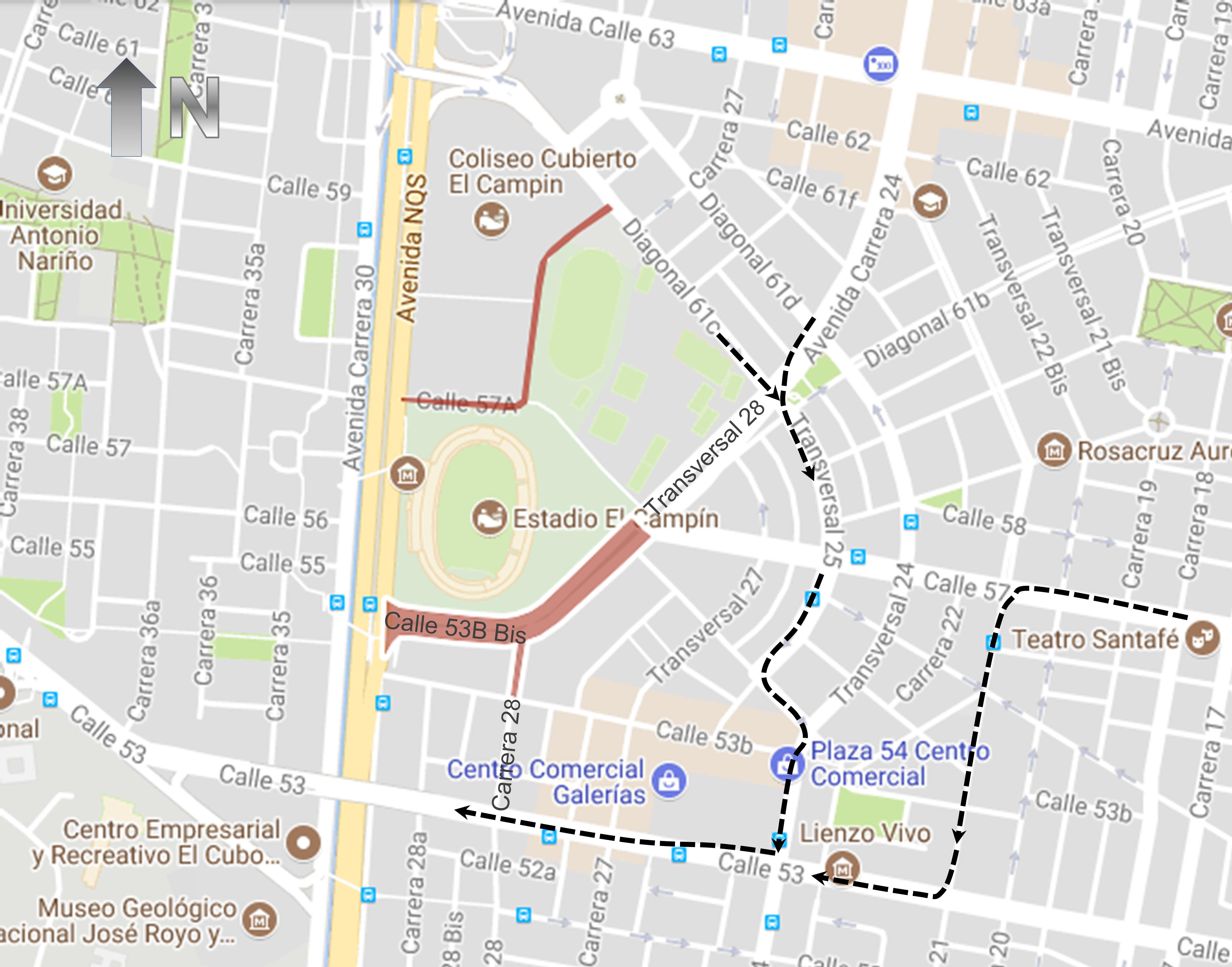 Desvío Sentido norte- sur