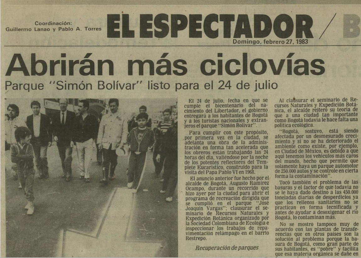 Estos son algunos artículos que han registrado la evolución de la Ciclovía.