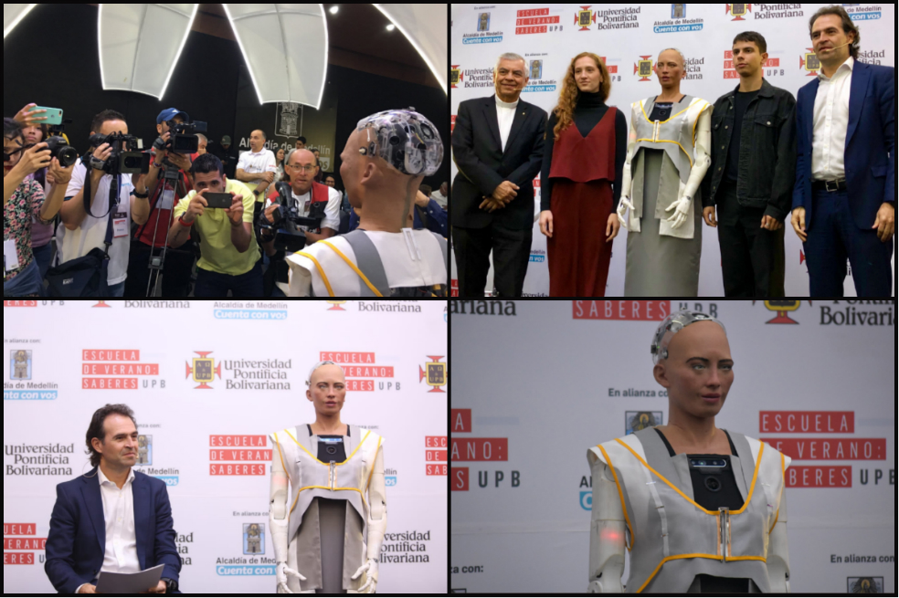 La robot humanoide Sophia dio conferencia en Medellín