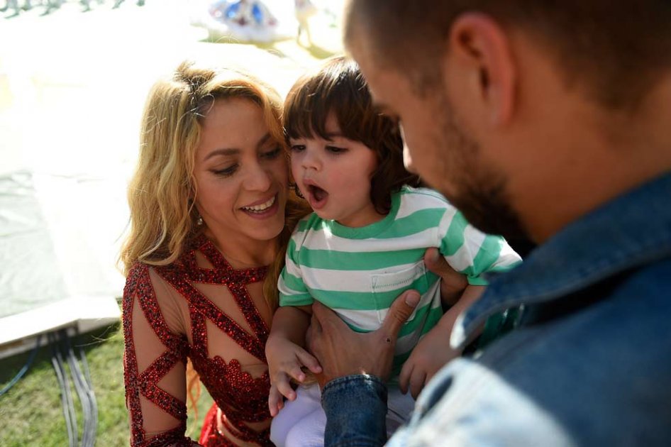 Shakira, Milan y Piqué en la clausura de Brasil 2014.