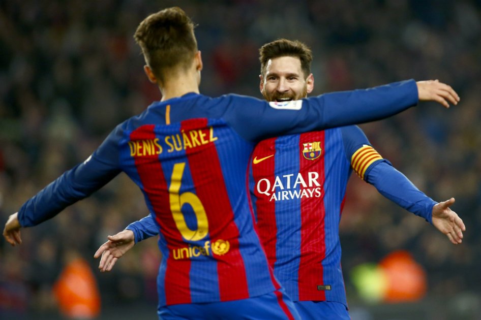 Denis Suárez y Lionel Andrés Messi, protagonistas este jueves en la victoria del Barça. / EFE