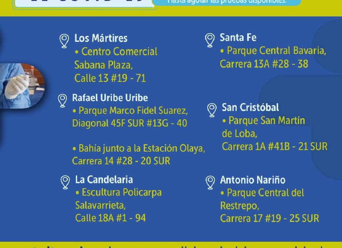 Pruebas covid oriente de Bogotá.
