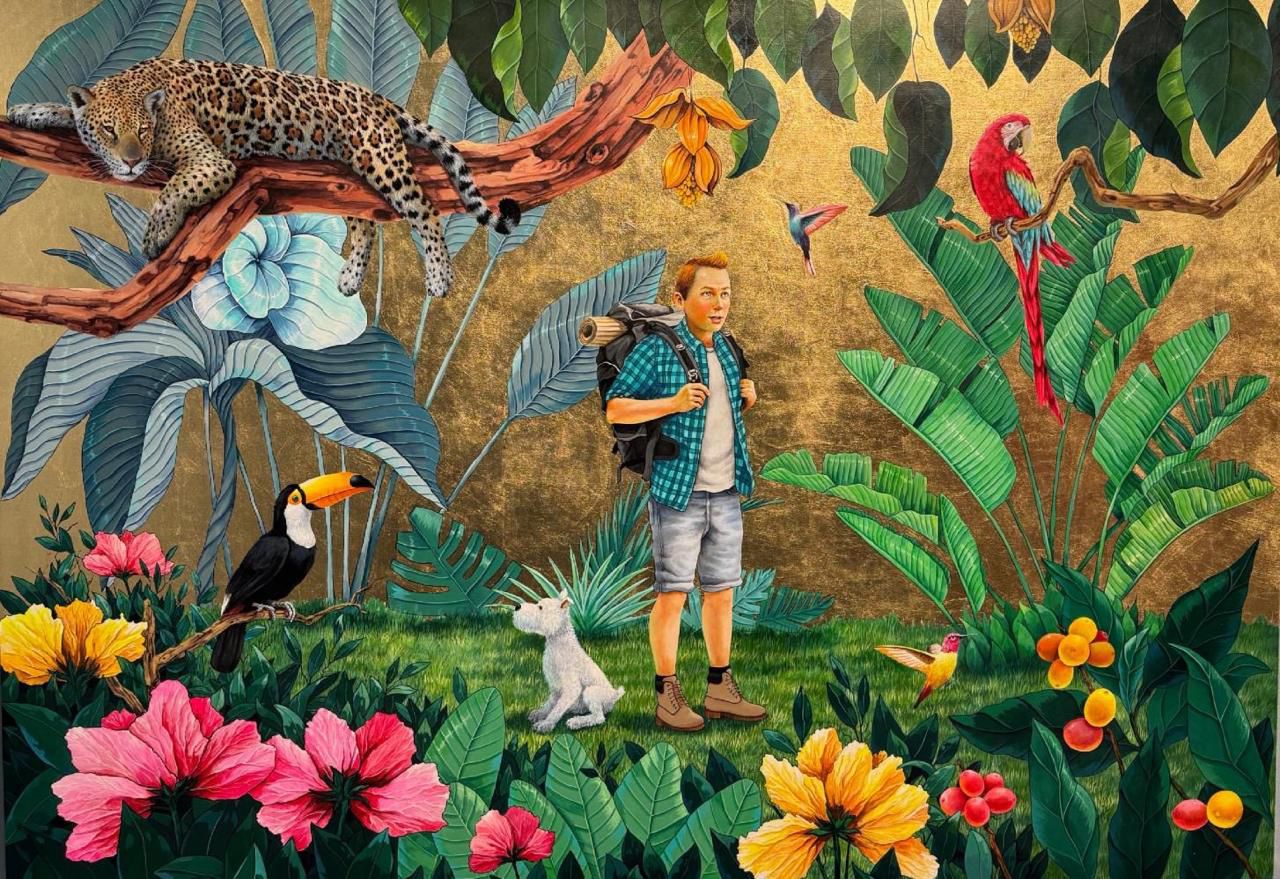 "El trópico colombiano" es una de las obras más destacadas de Gabriel Ortega, donde puso a caminar a Tintín y a su perro Milú entre la fauna y la flora del país.
