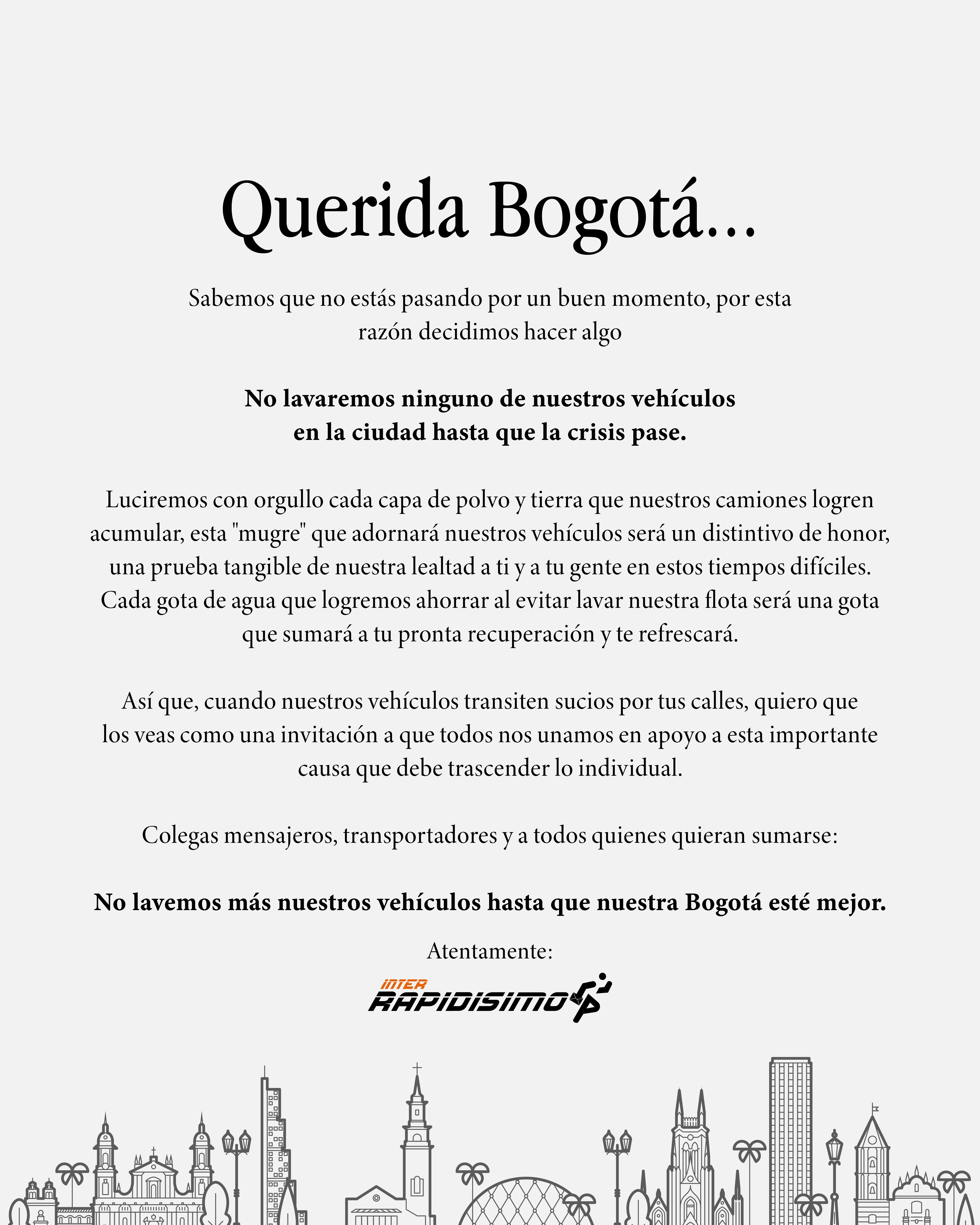 Esta es la carta abierta realizada por la compañía a otras organizaciones para invitarlas a sumarse a este esfuerzo por la sostenibilidad.