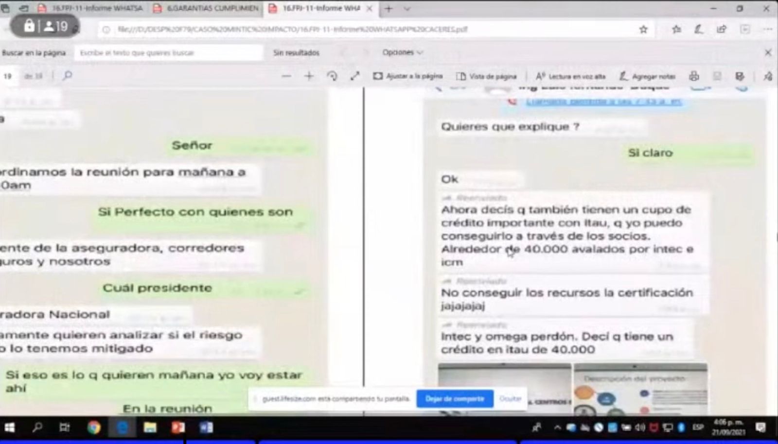 Chats de Luis Fernando Duque, representante de la unión temporal Centros Poblados
