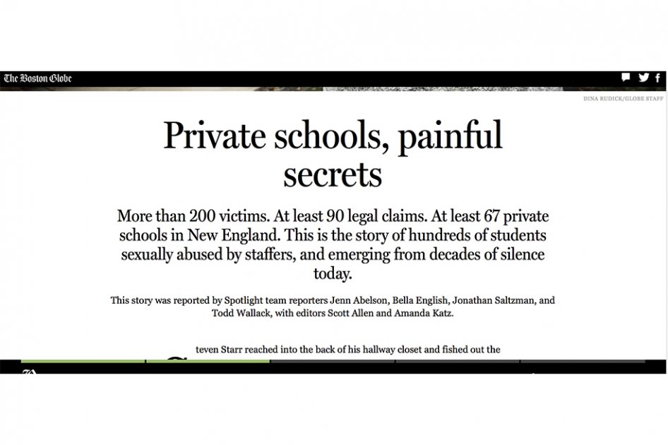 Abusos sexuales en escuelas privadas de EE.UU.. la nueva investigación del Boston Globe