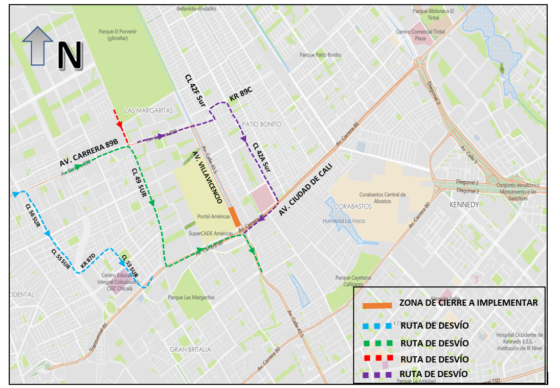Desvíos y rutas alternas.