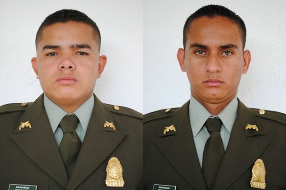 Los patrulleros Jhonatan Ortiz Meneses y Edilfre David Freile Laverde.