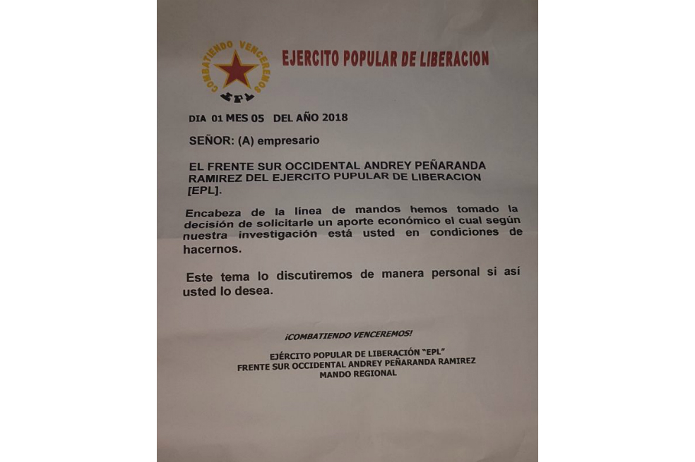 Comerciantes de Jamundí denuncian que el Epl los estaría extorsionando