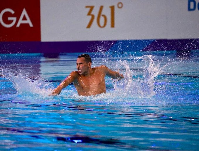 Gustavo Sánchez en su presentación durante el World Aquatics Series 2024.