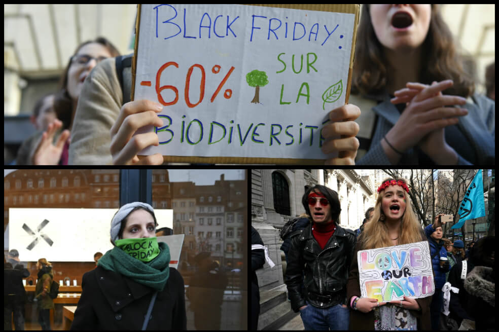 En imágenes: ambientalistas de varias ciudades del mundo protestan contra el consumismo del ‘Black Friday’