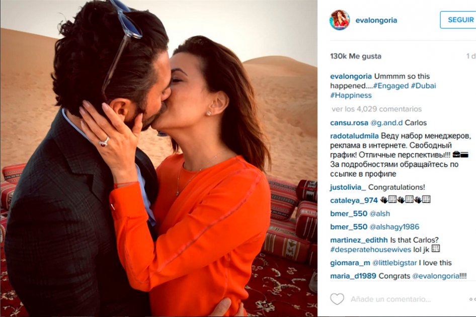Amigos de Eva Longoria reaccionan ante la noticia de su próxima boda