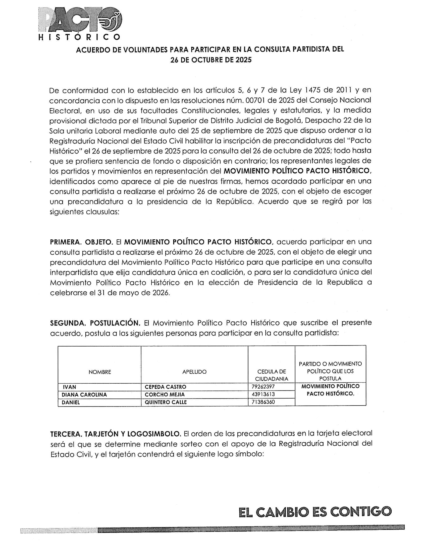 Consulta presidencial del Pacto Histórico.