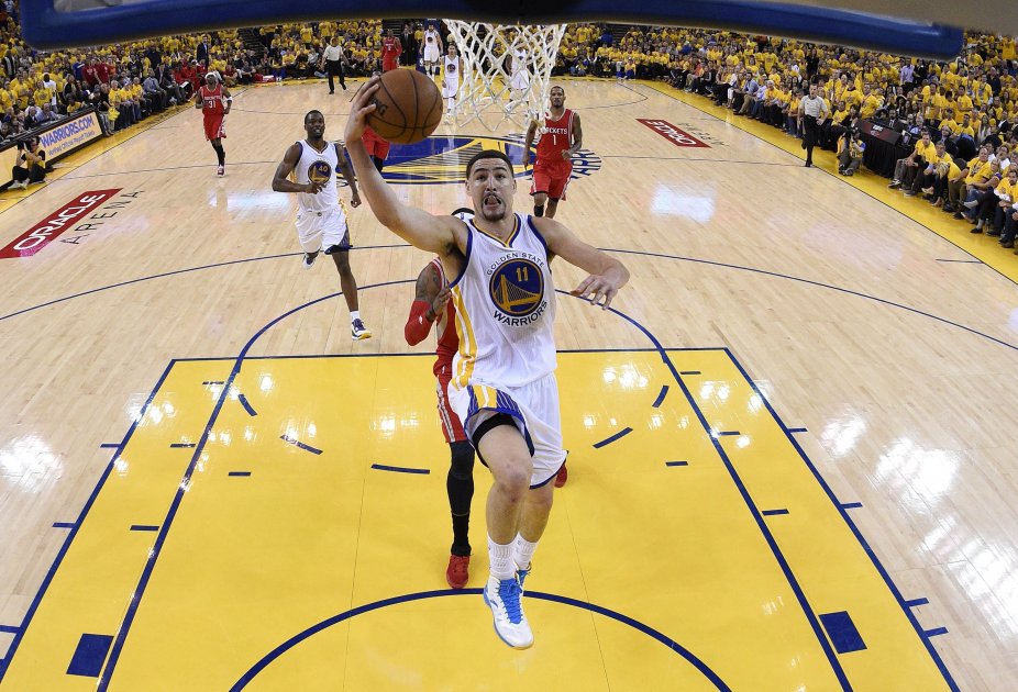 State Klay encesta contra los Rockets de Houston. Foto: EFE