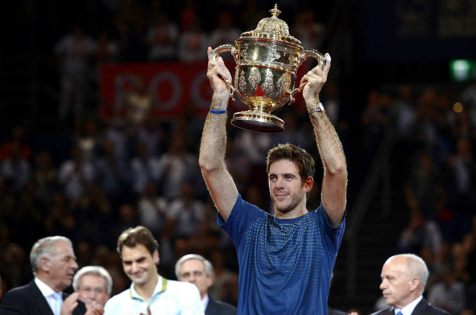 Juan Martín del Potro celebra tras su victoria en el ATP de Suiza.