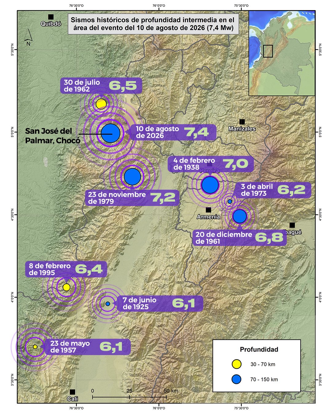 Terremotos cerca a San José del Palmar