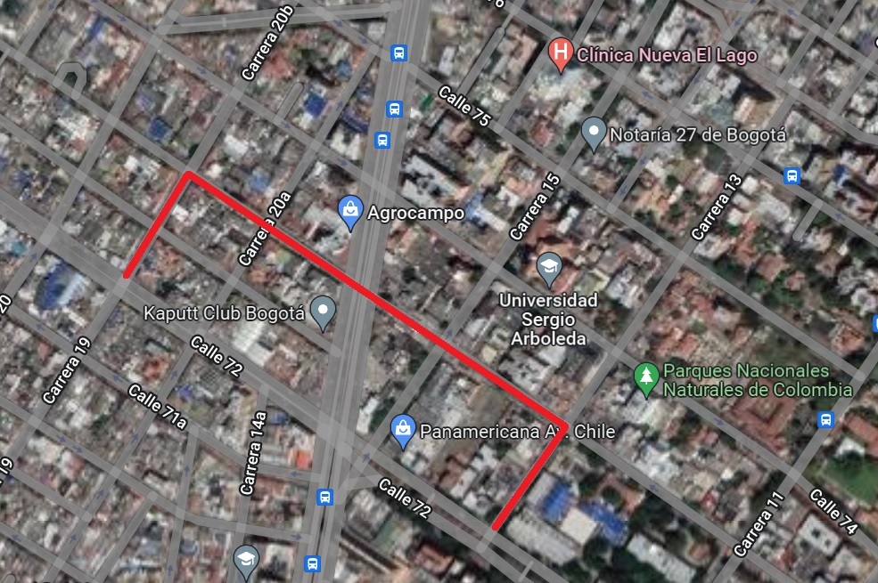 Así será el desvío en la ciclovía por la calle 72 por las obras del Metro en el sector.