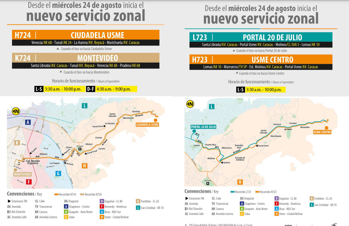 Nuevas rutas del Sitp.