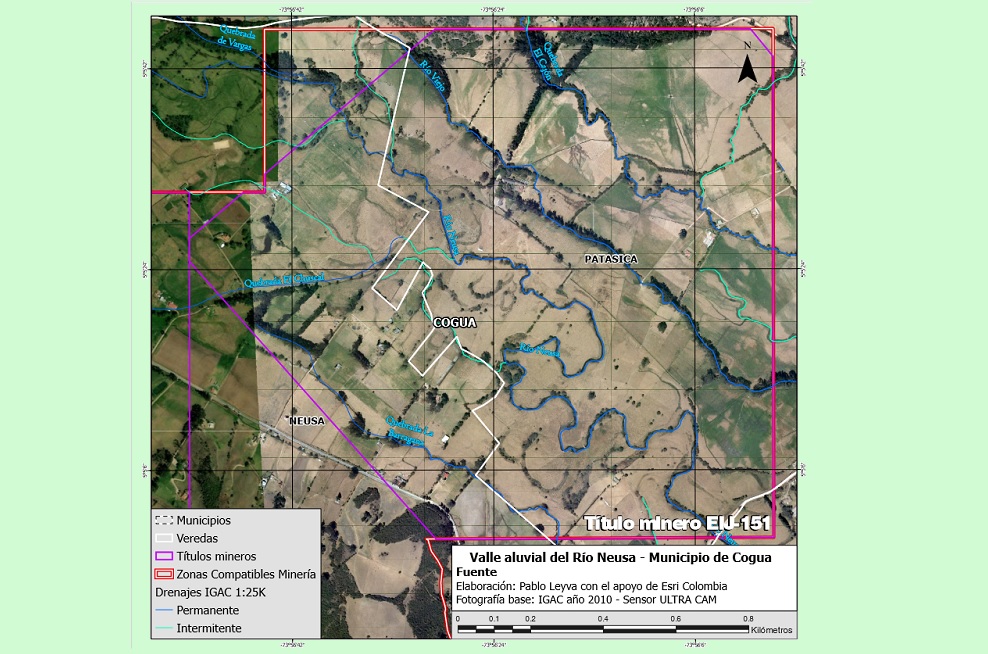 Mapa del área que será afectada por el título minero EIJ-151 en la Sabana de Bogotá.