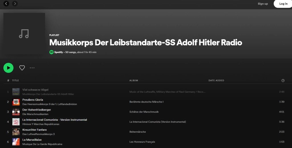 Spotify eliminó la playlist llamada “SS Adolf Hitler Radio”