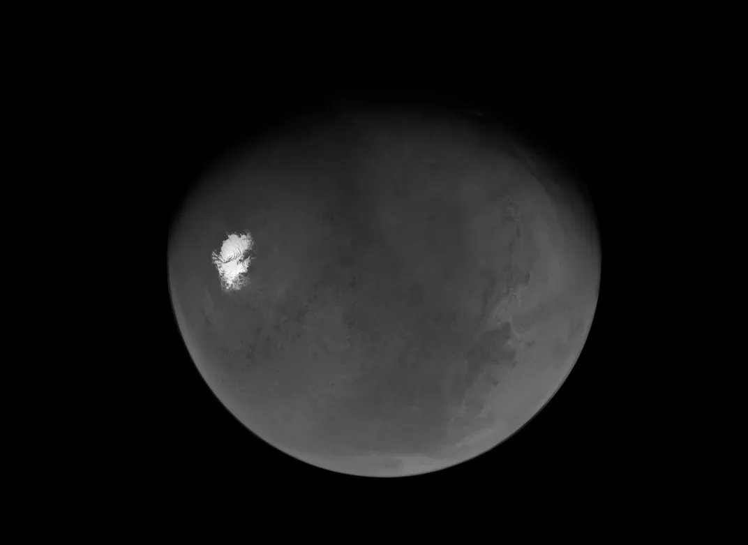 Imagen que muestra el casquete polar del sur de Marte.