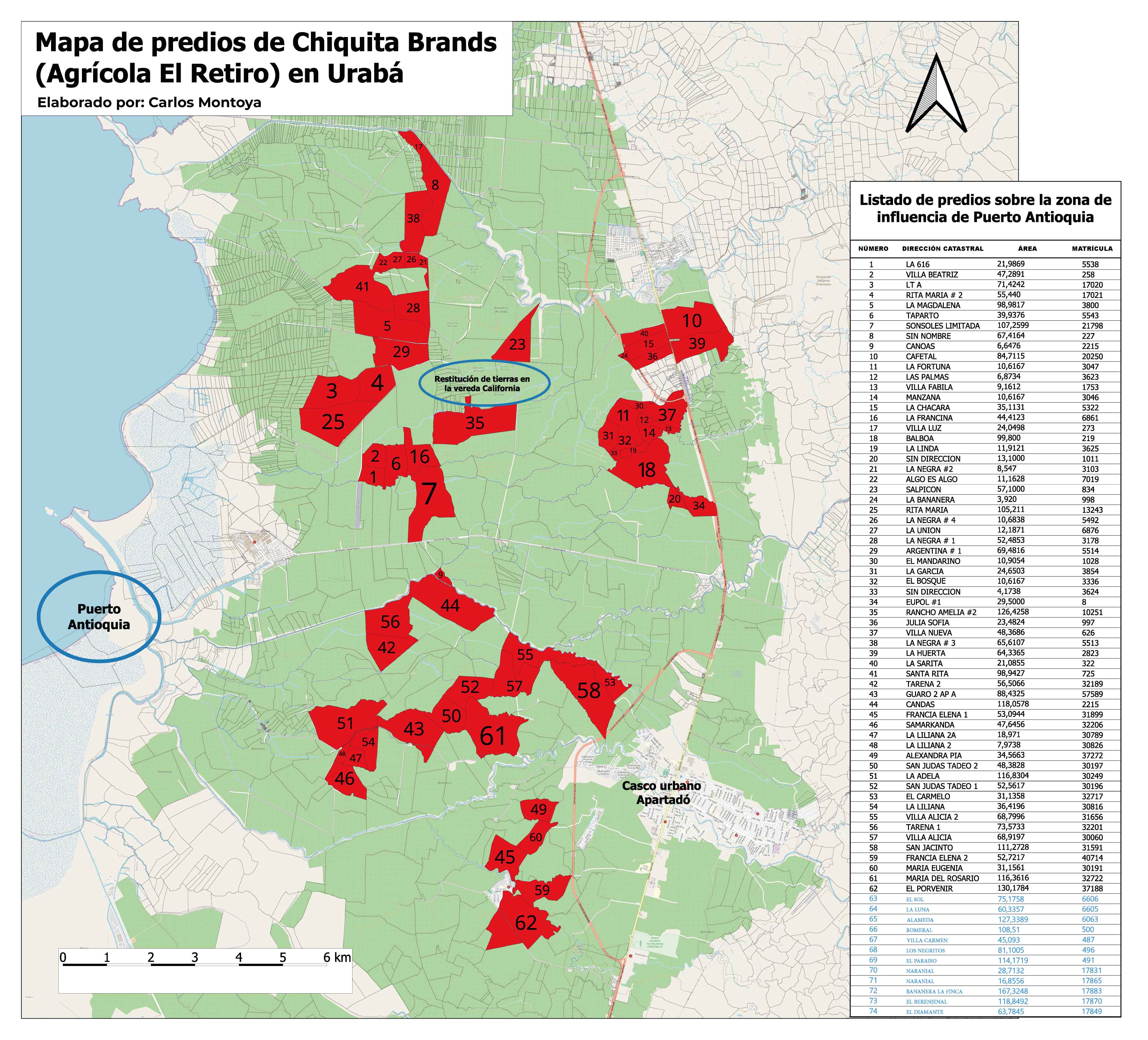 Mapa agrícola de El Retiro, Urabá