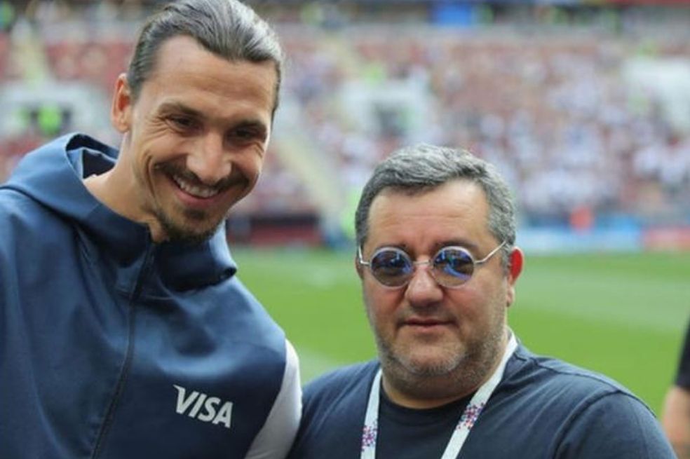 Mino Raiola con Zlatan Ibrahimovic, uno de sus representados // AFP