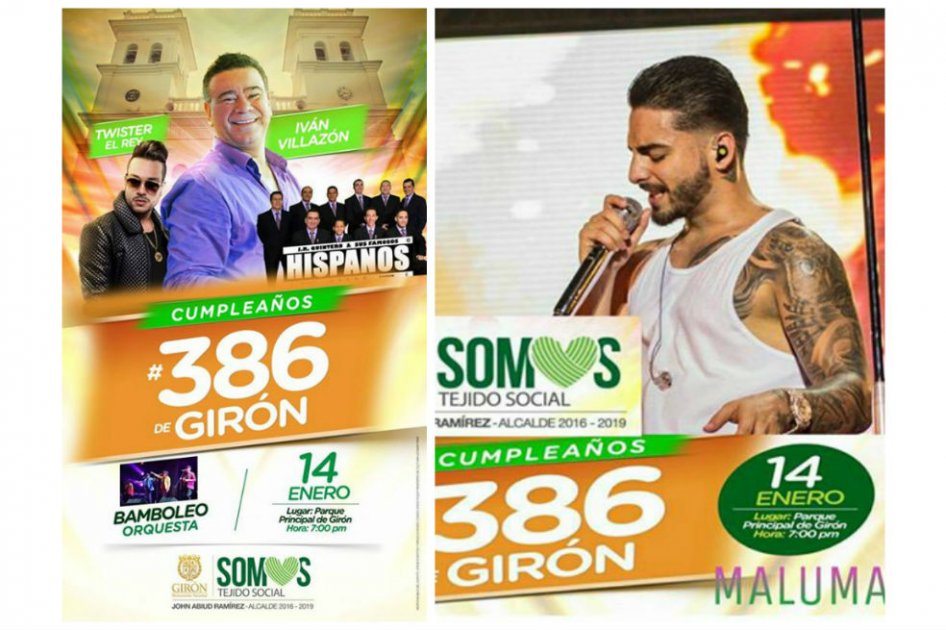 Publicidad engañosa: afiche anuncia presentación de Maluma en Girón (Santander)
