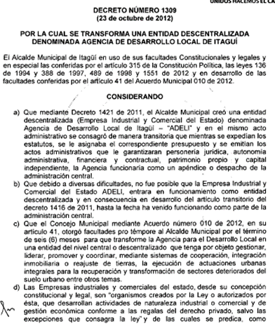 Decreto 1309 del 23 de octubre de 2012.
