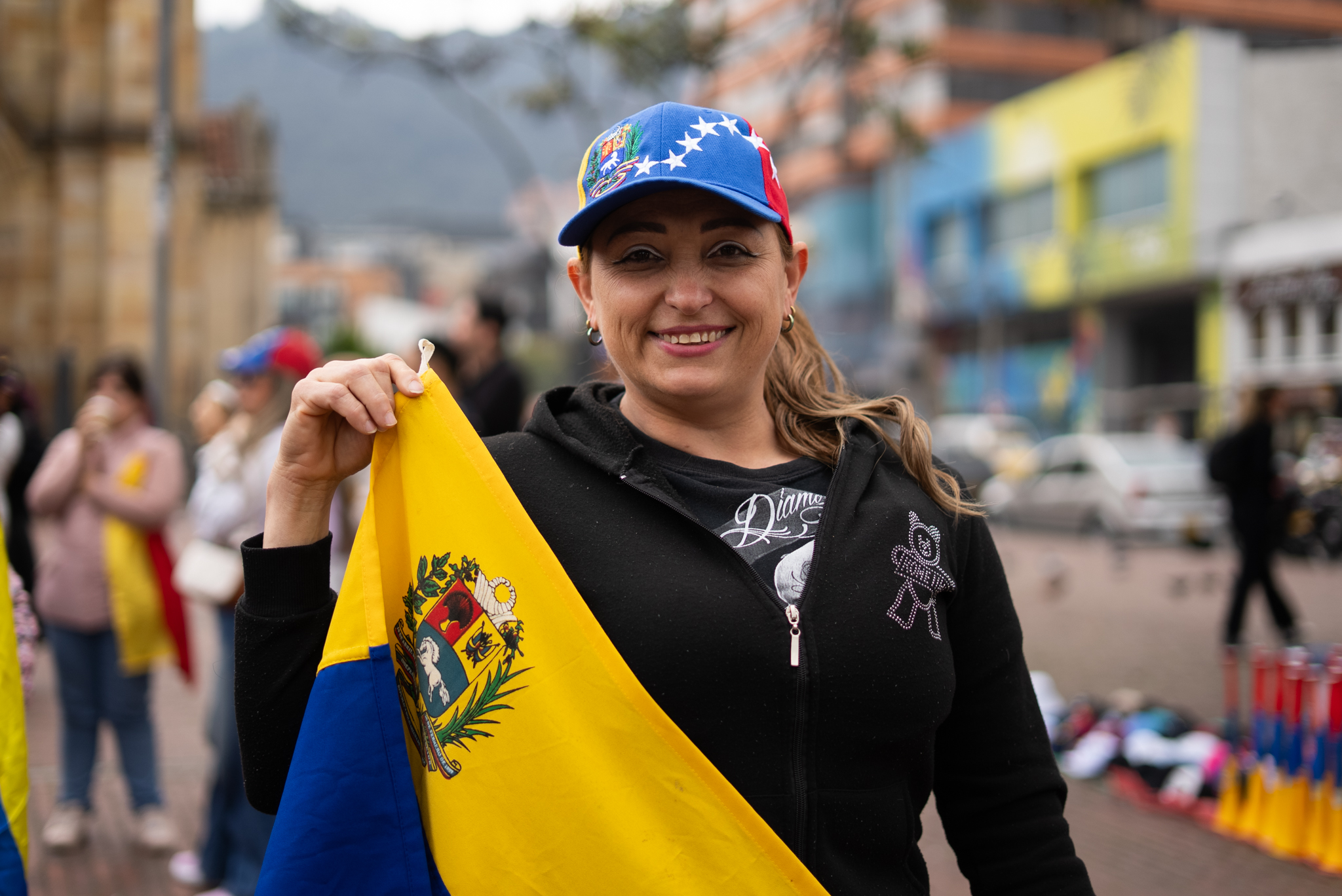 Manifestación en la Plaza de Lourdes, en Bogotá.