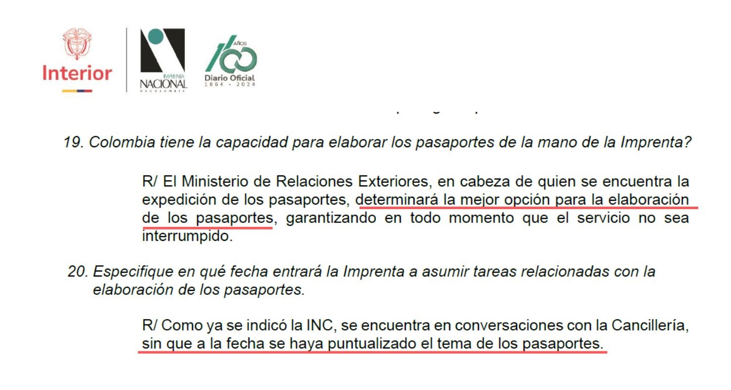 Imprenta responde si está preparada para asumir funciones en la expedición de pasaportes.