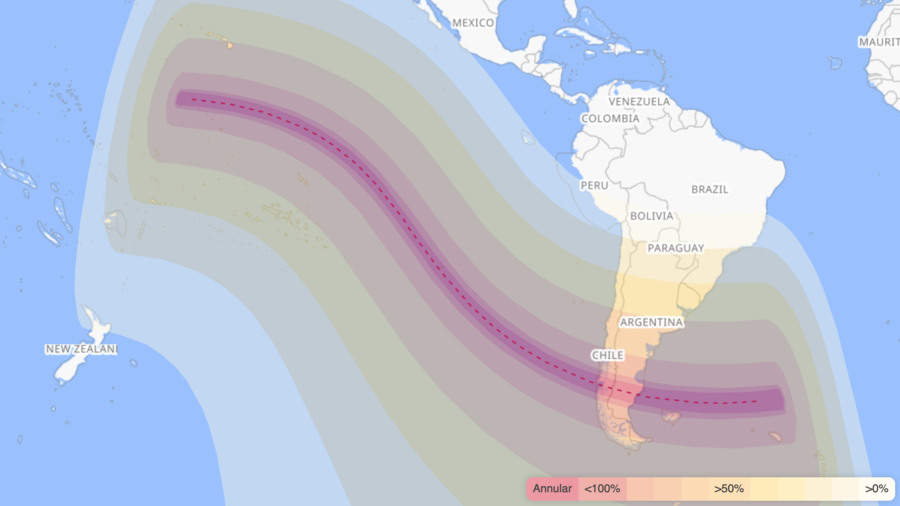 Estas son las zonas donde será visible el eclipse.