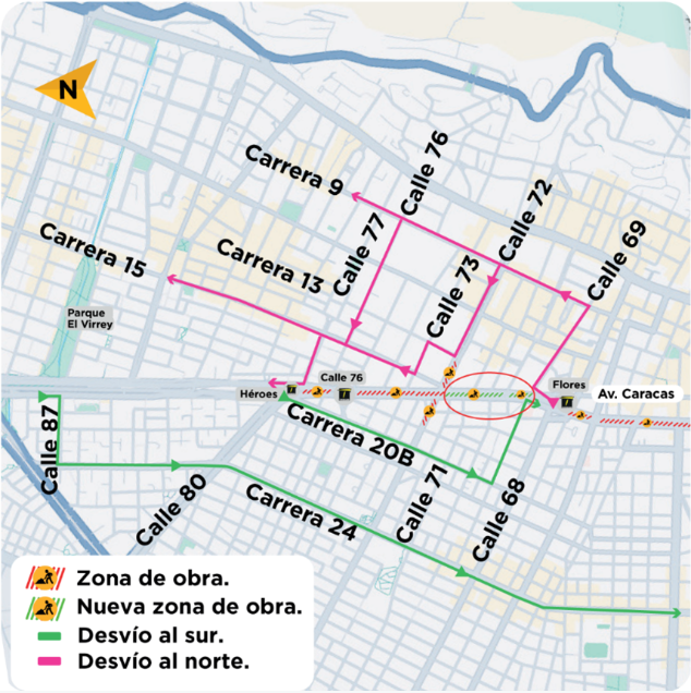 Se realizarán un ajuste de movilidad en la av. Caracas entre calles 69 y 72 A.